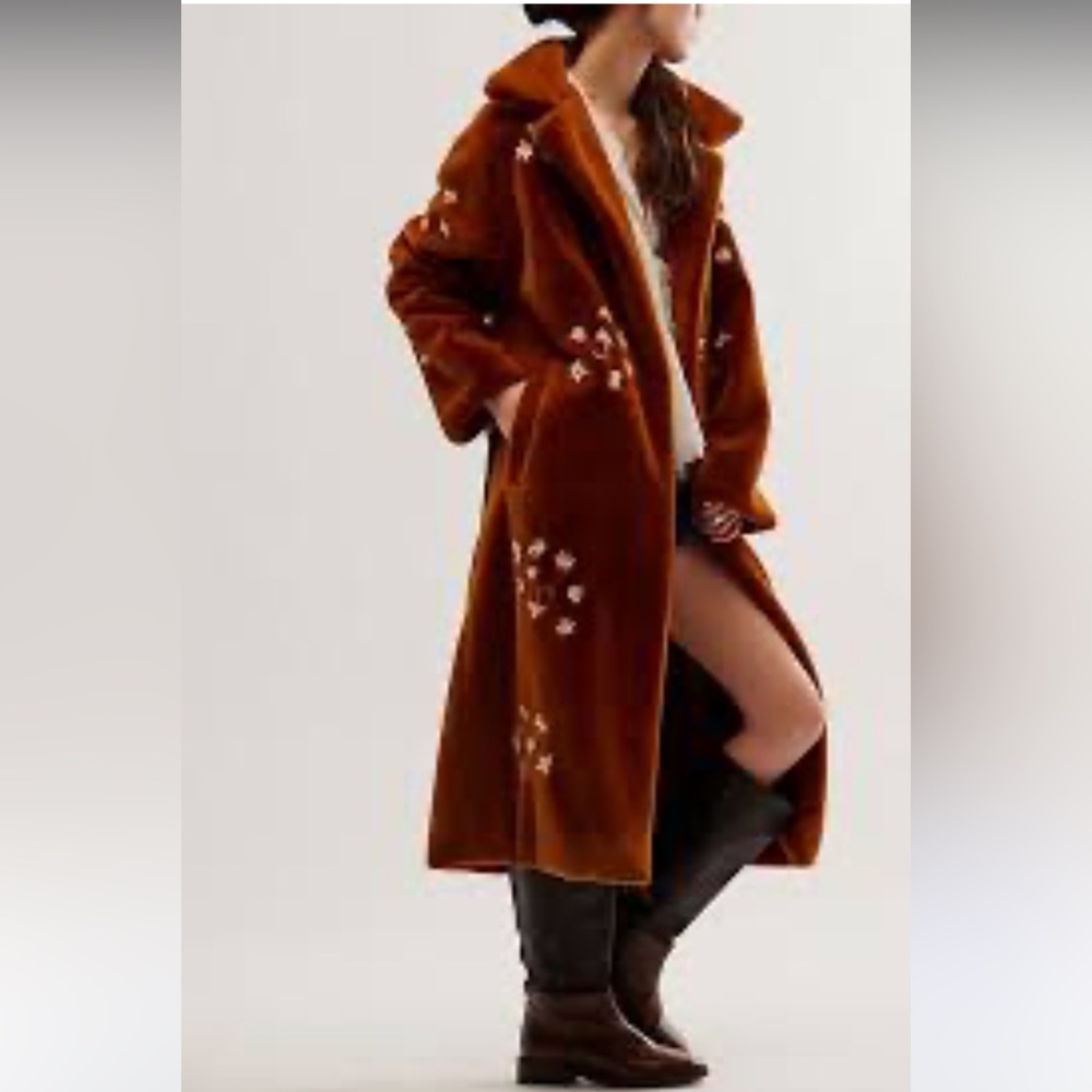 TACH x Free people Camelot Teddy Jacket with Floral Embroidery - Picture 2 of 5